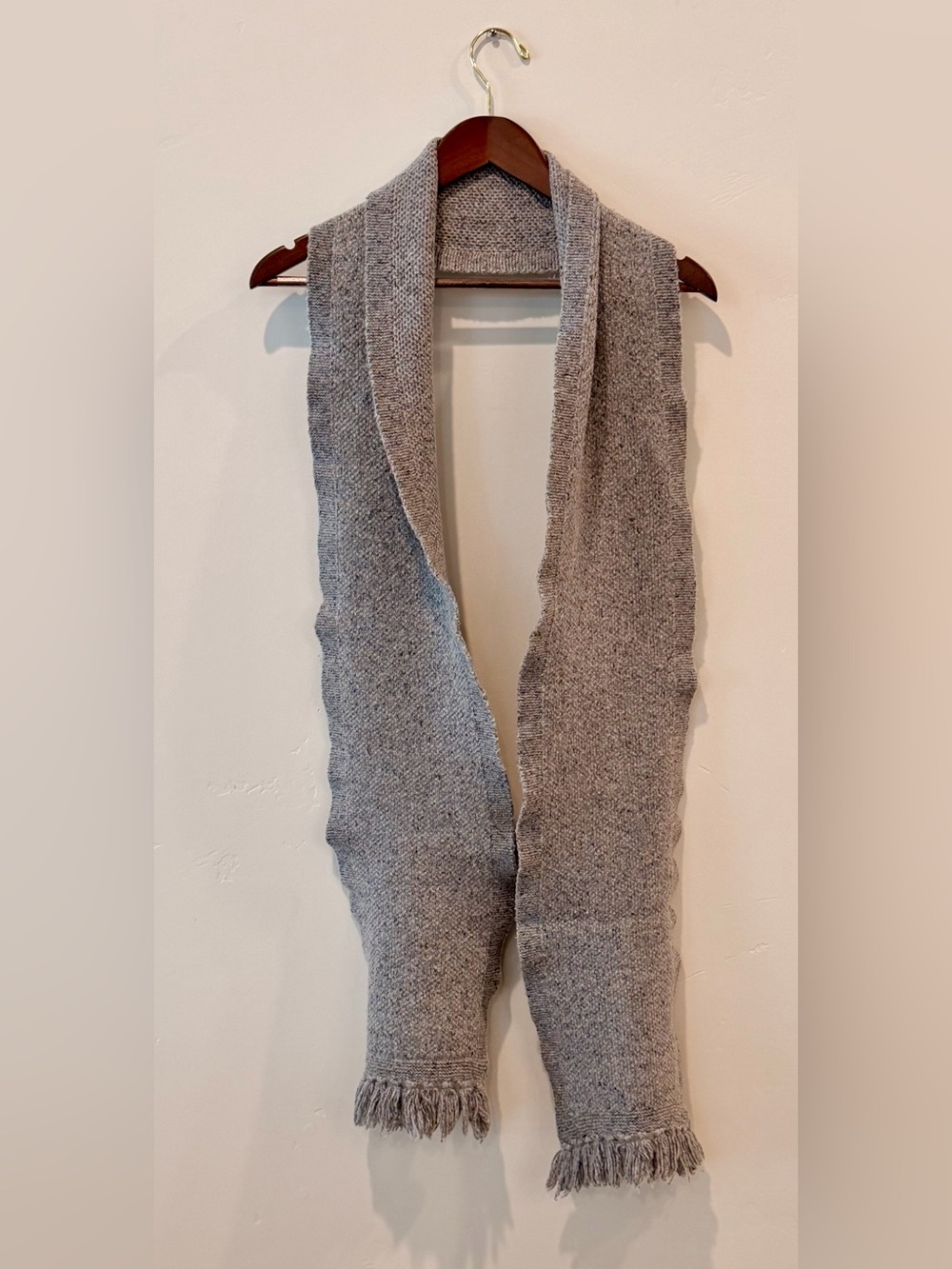 American Eagle Gray Speckled Knit Fringe Scarf 74” Long